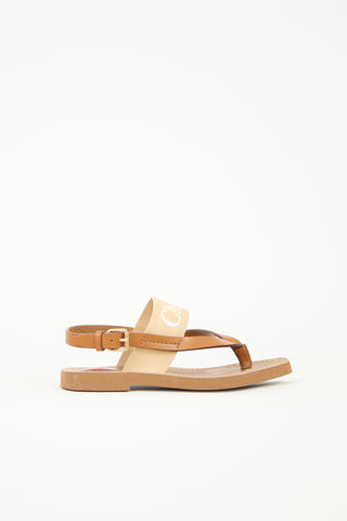 Chloé Leather & Canvas Logo Sandal