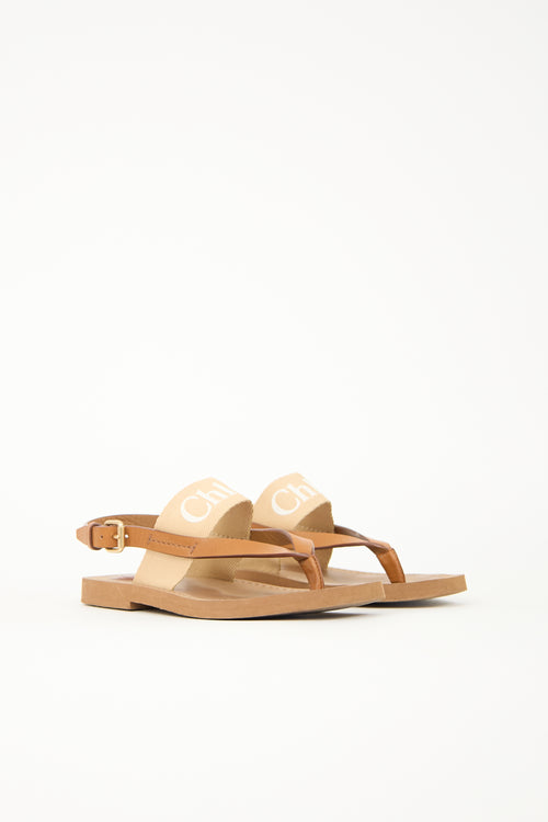 Chloé Leather & Canvas Logo Sandal