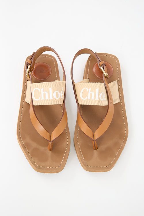 Chloé Leather & Canvas Logo Sandal