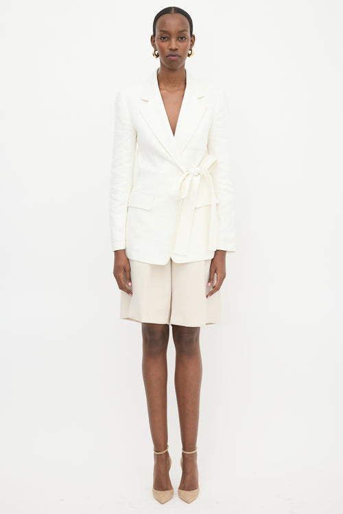 Chloé Linen Bedford Cord Wrap Blazer