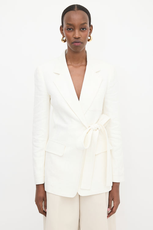Chloé Linen Bedford Cord Wrap Blazer