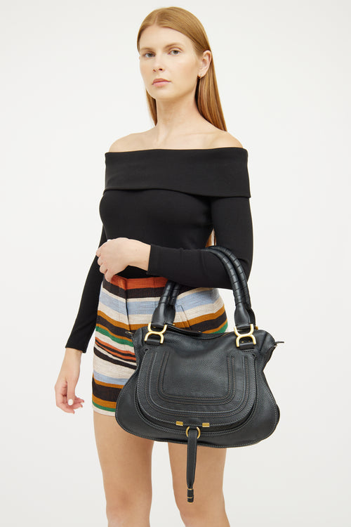 Chloé Black Leather Marcie Double Carry Bag