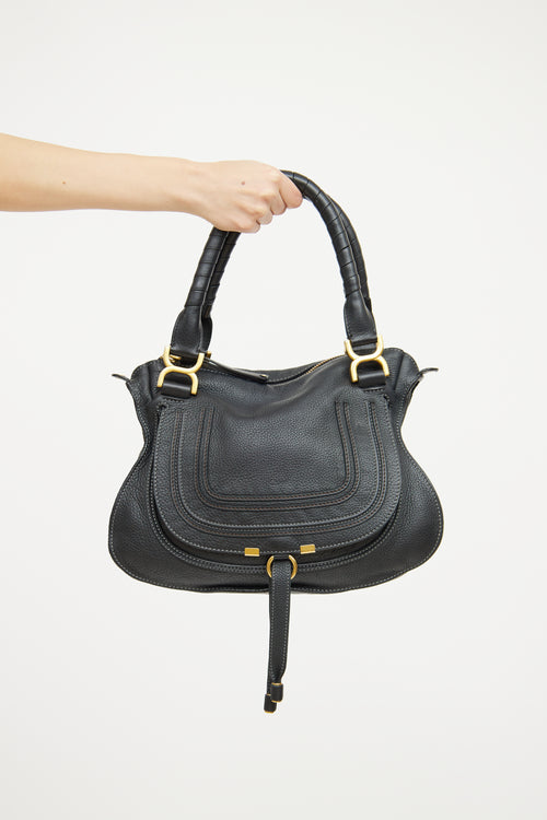 Chloé Black Leather Marcie Double Carry Bag