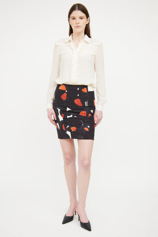 Chloé Black Multi Coloured Ruched Skirt
