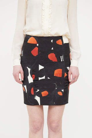 Chloé Black Multi Coloured Ruched Skirt