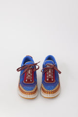 Chloé Blue & Multicolour Woven Nama Sneaker