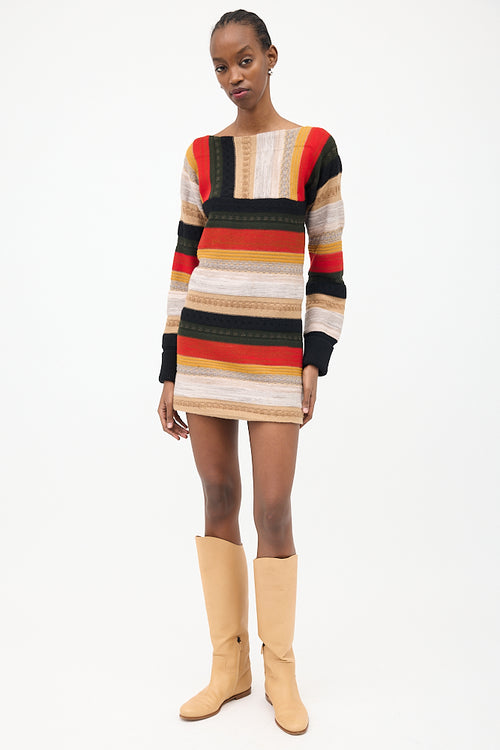 Chloé Multicolour Wool Stripe Mini Dress