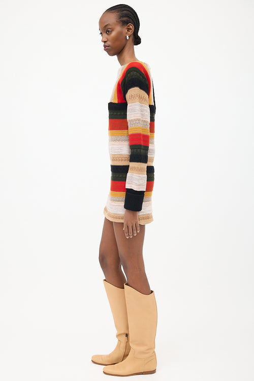 Chloé Multicolour Wool Stripe Mini Dress