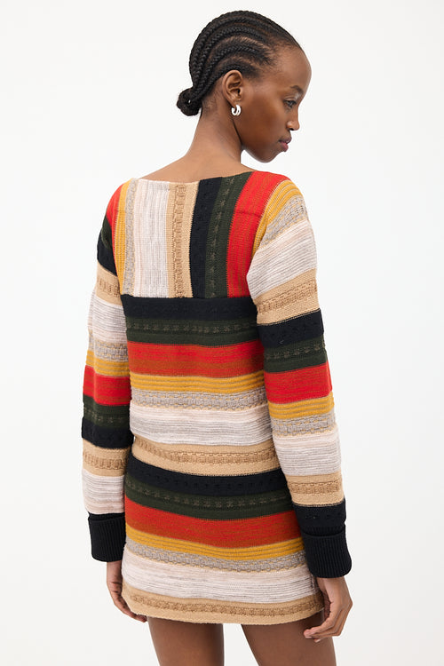 Chloé Multicolour Wool Stripe Mini Dress