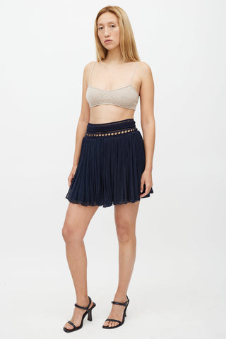 Chloé Navy & Gold Silk Crepe Skirt
