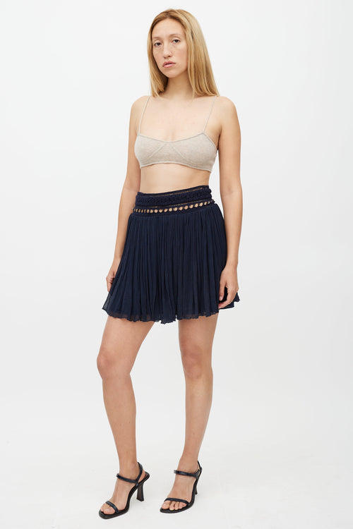 Chloé Navy & Gold Silk Crepe Skirt