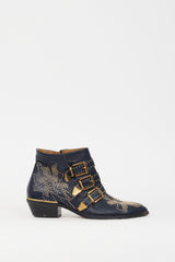 Chloé Navy & Gold Studded Susanna Boot
