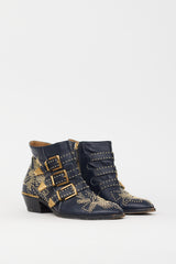 Chloé Navy & Gold Studded Susanna Boot