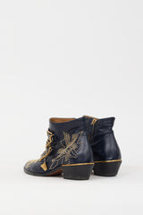 Chloé Navy & Gold Studded Susanna Boot