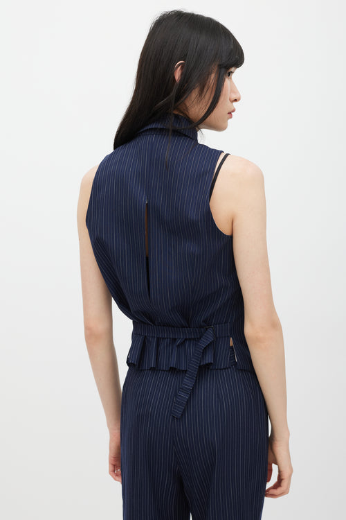Chloé Navy Pinstripe Cutout Back Vest & Pant Suit
