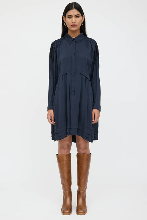 Chloé Pleated Tie Shirt Dress