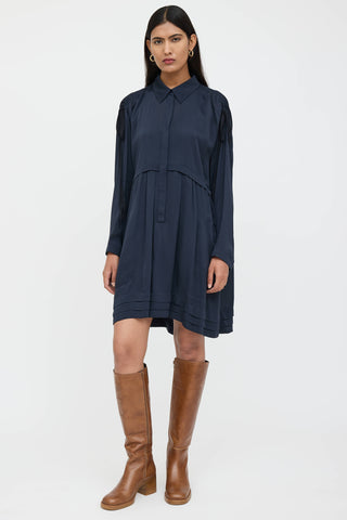 Chloé Pleated Tie Shirt Dress