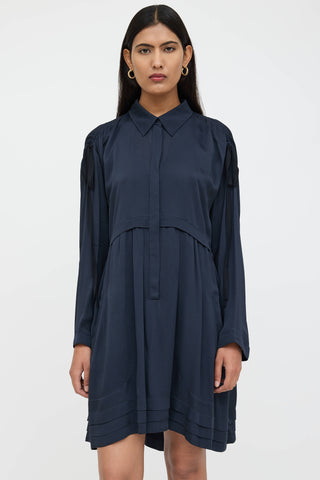 Chloé Pleated Tie Shirt Dress