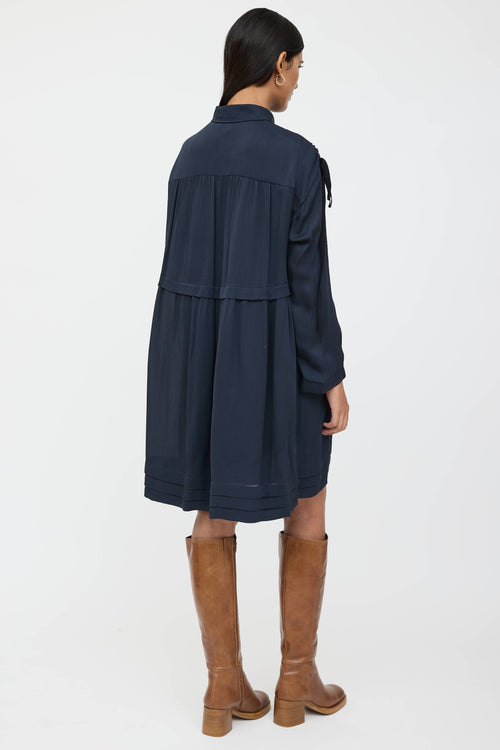 Chloé Pleated Tie Shirt Dress