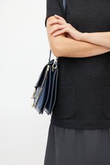 Chloé Navy Leather & Suede Faye Shoulder Bag