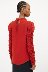 Chloé Orange Gathered Sleeve Blouse