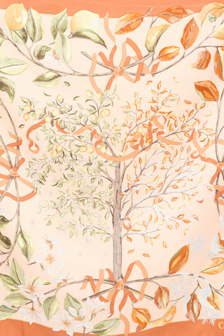 Chloé Orange & Multicolour Silk Floral Scarf
