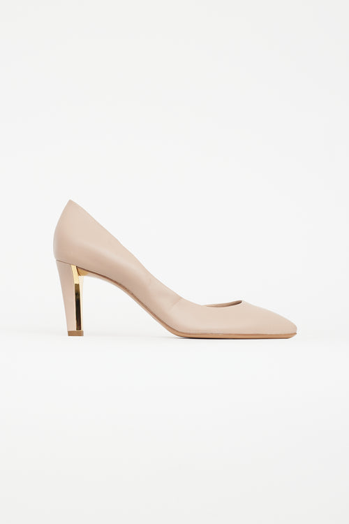 Chloé Pink & Gold Leather Heel