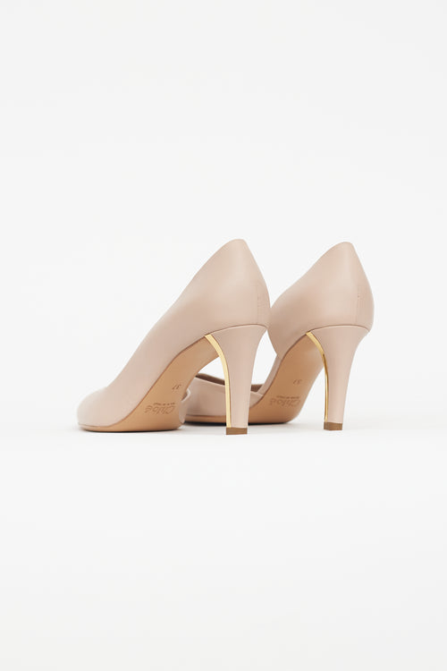 Chloé Pink & Gold Leather Heel