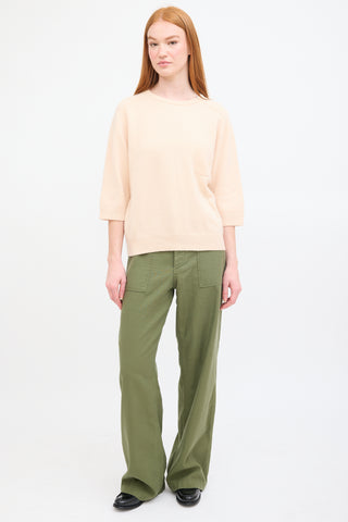 Chloé Beige Cashmere Three Quarter Sleeve Sweater