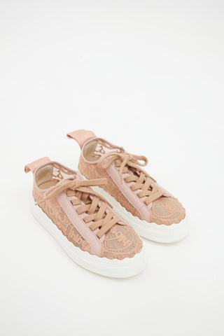 Chloé Pink Lauren Floral Lace Sneaker