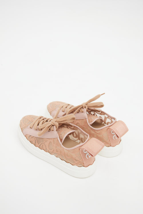 Chloé Pink Lauren Floral Lace Sneaker