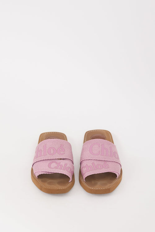 Chloé Brown & Pink Woody Logo Slide