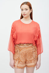Chloé Pink Sheer Ruffle Top