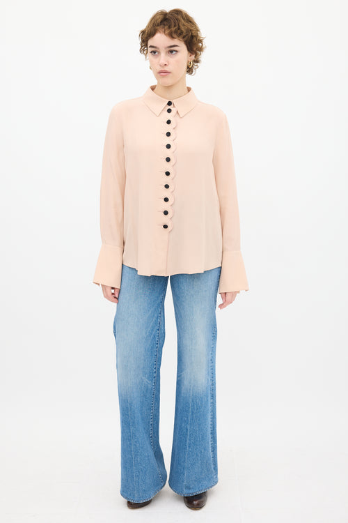 Chloé Pink Silk Scalloped Shirt