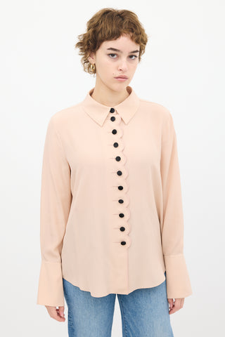 Chloé Pink Silk Scalloped Shirt