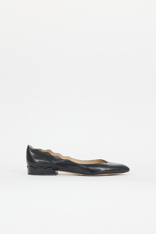 Chloé Leather Scalloped Flat