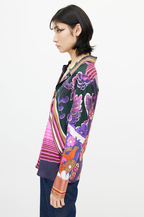 Chloé Purple & Multi Silk Floral Shirt