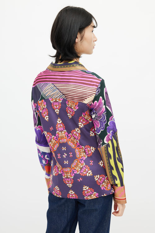 Chloé Purple & Multi Silk Floral Shirt