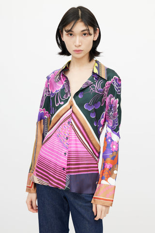 Chloé Purple & Multi Silk Floral Shirt