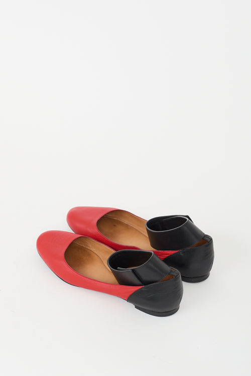 Chloé Red & Black Leather Ankle Strap Flat