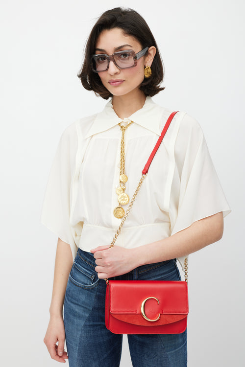 Chloé Red & Gold Leather C Bag