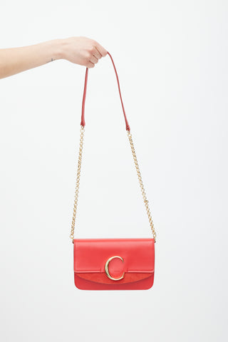 Chloé Red & Gold Leather C Bag