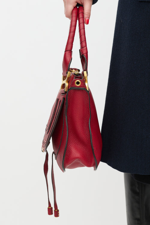 Chloé Red Leather Marcie Double Carry Bag