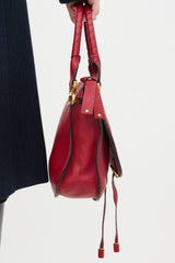 Chloé Red Leather Marcie Double Carry Bag