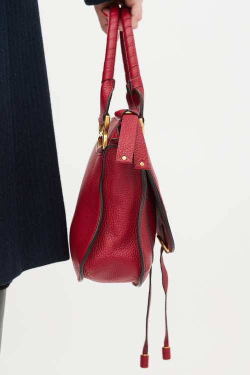 Chloé Red Leather Marcie Double Carry Bag