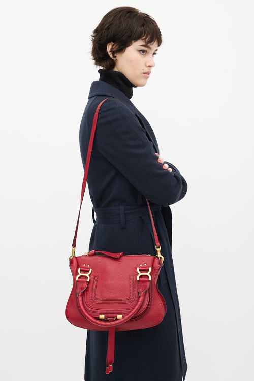 Chloé Red Leather Marcie Double Carry Bag