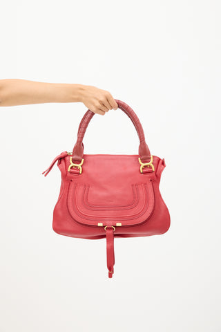 Chloé Red Leather Marcie Double Carry Bag