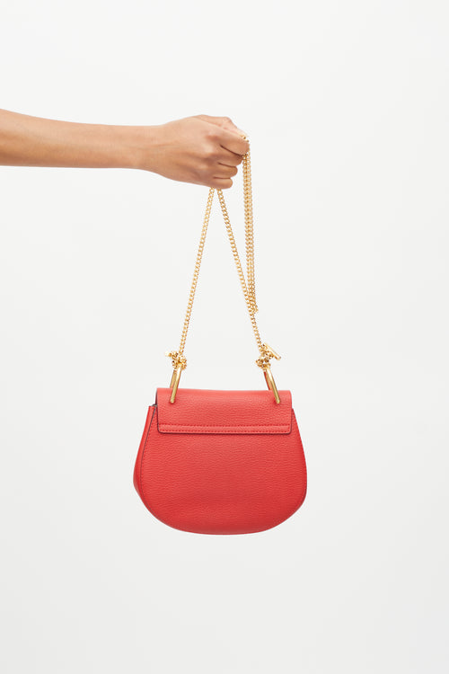 Chloé Red Leather Mini Drew Crossbody Bag
