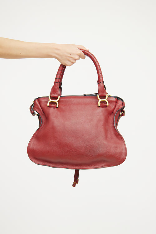 Chloé Red Leather Marcie Double Carry Bag