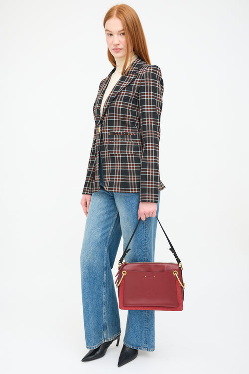 Chloé Red Leather & Suede Medium Roy Crossbody Bag